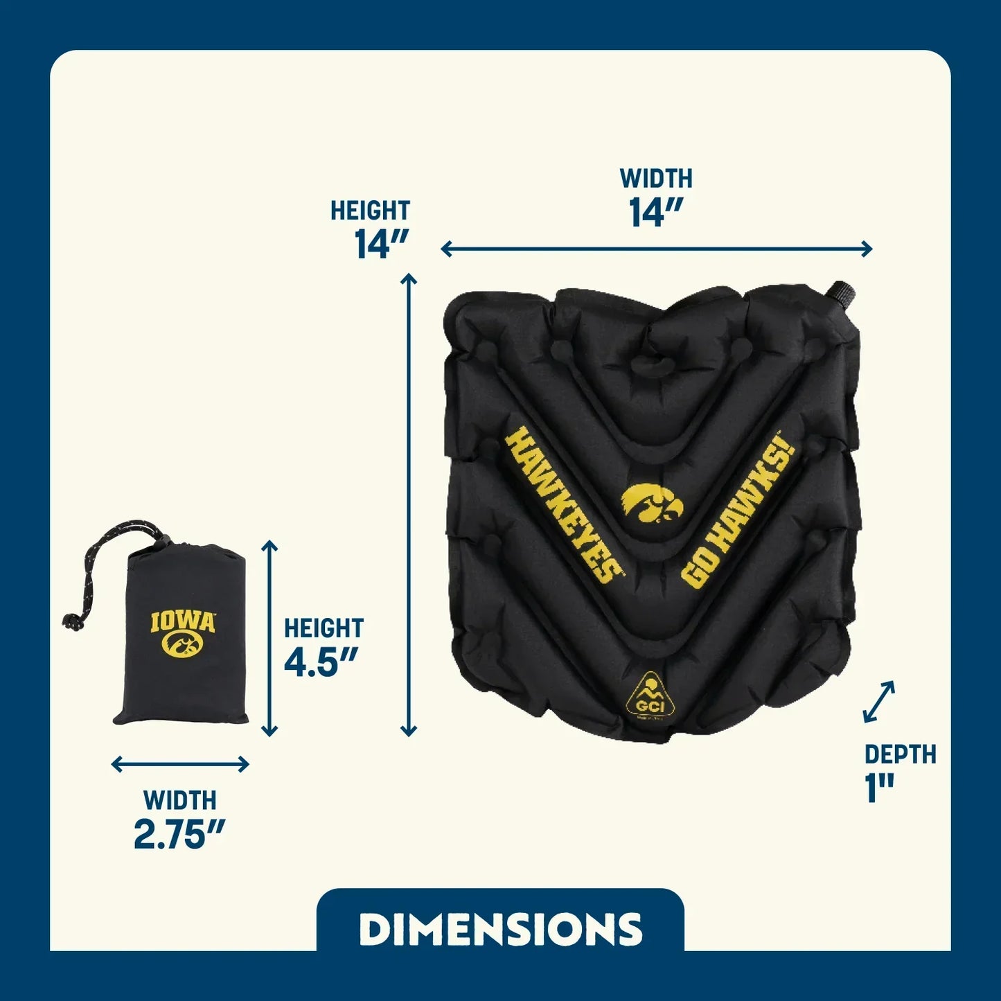 College V Seat™ Inflatable Stadium Cushion - Iowa Hawkeyes - Game Day Comfort
