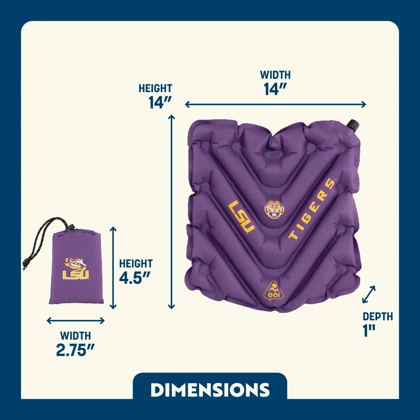 College V Seat™ Inflatable Stadium Cushion - LSU Tigers - Home Team Choice