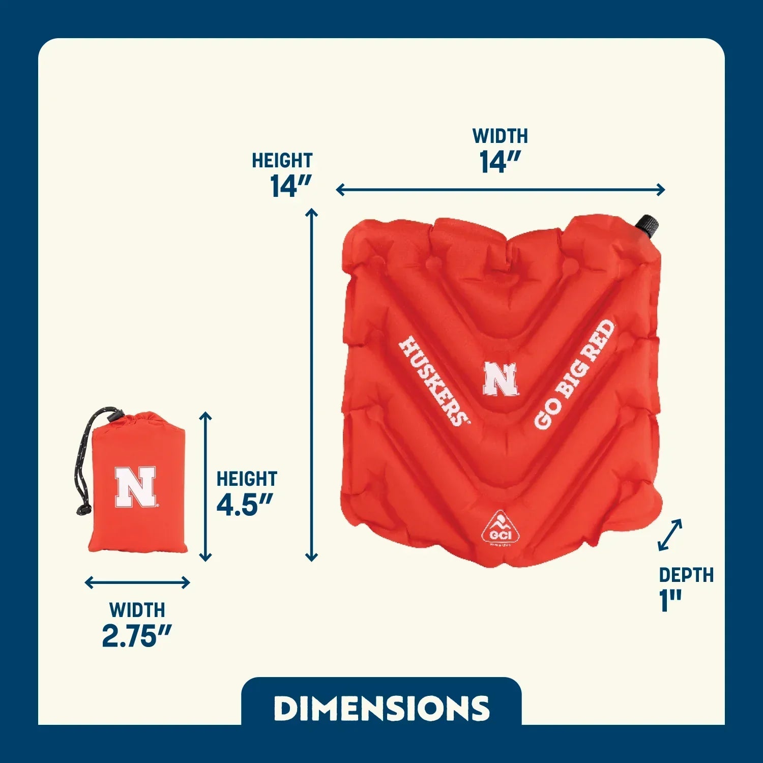 College V Seat™ Inflatable Stadium Cushion - Nebraska Cornhuskers - Fan Day Comfort