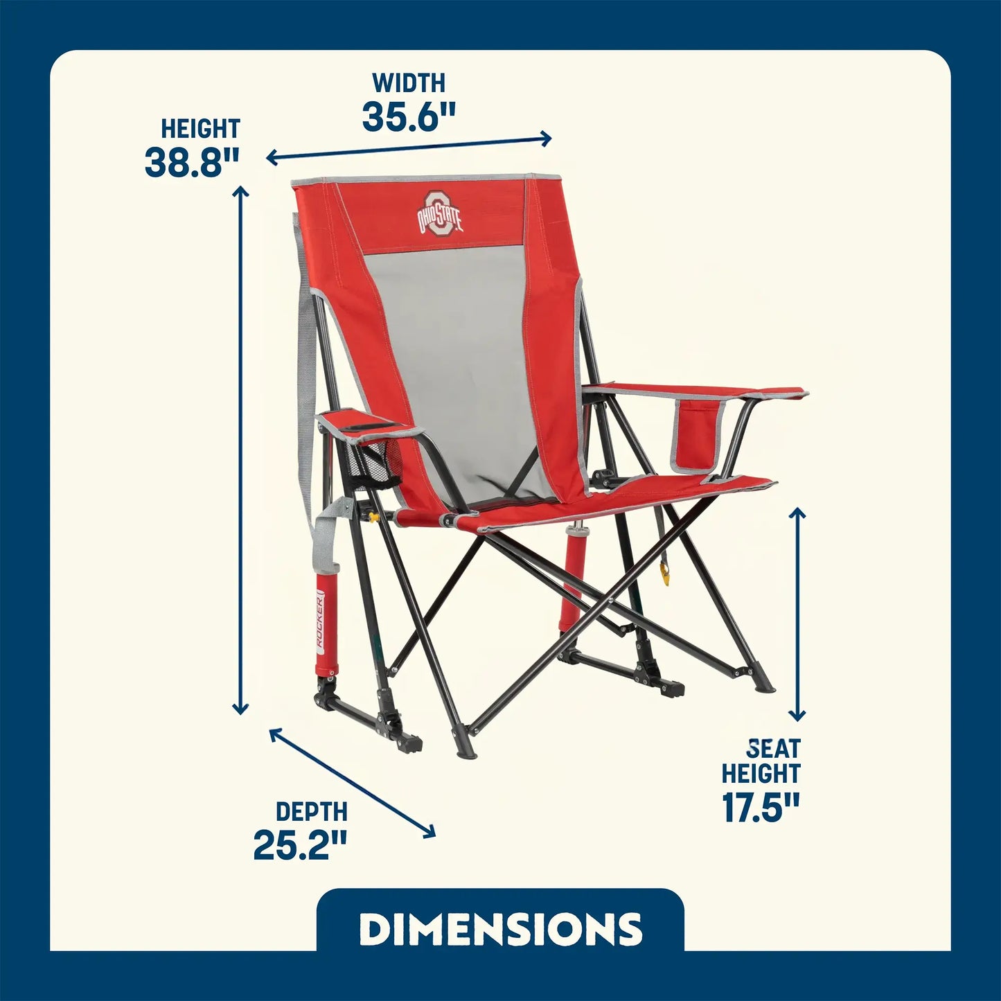 College Comfort Pro Rocker™ - Ohio State Buckeyes - Trackside Style